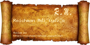 Reichman Mátyás névjegykártya